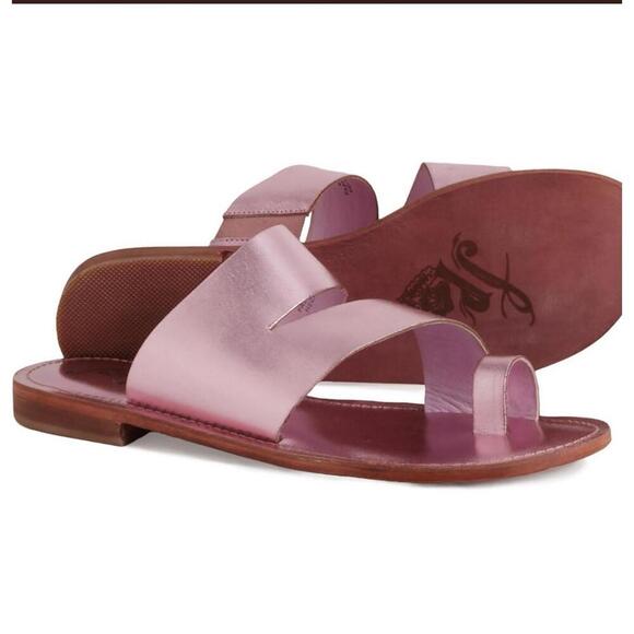 Free People Abilene Sandals Flats 8 EU 38 Pink Leather Slides - Picture 3 of 9
